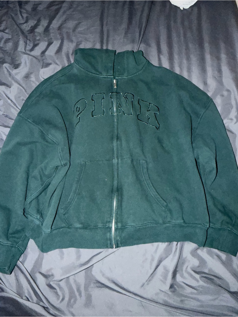 PINK Victoria's Secret Full-Zip Green Cozy Sweat set